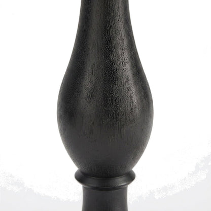 Round MDF and Ash Wood End Table on Rubberwood Pedestal Base, Black