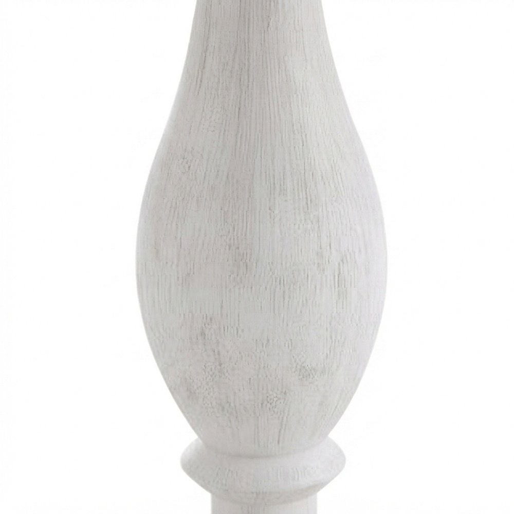Round MDF and Ash Wood End Table on Rubberwood Pedestal Base, White-wash