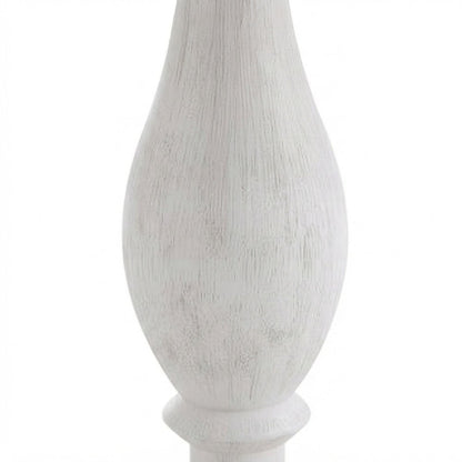 Round MDF and Ash Wood End Table on Rubberwood Pedestal Base, White-wash