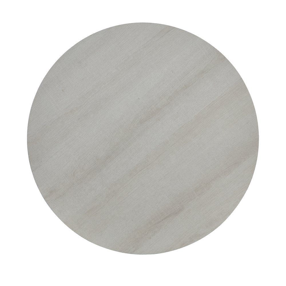 Anze Contemporary Round Wood Shelf End Table in White Finish