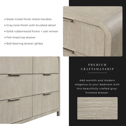 Tavari 4-PC Queen Bedroom Set with Bed, Dresser, Mirror, Nightstand, Light Gray