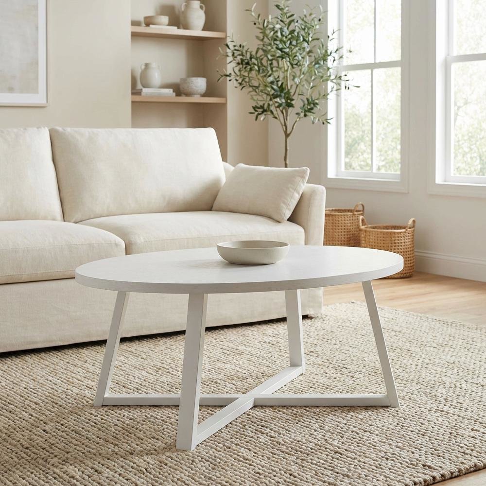 3-Piece Wood Oval Coffee Table Set with Sturdy Construction and Stylish Design