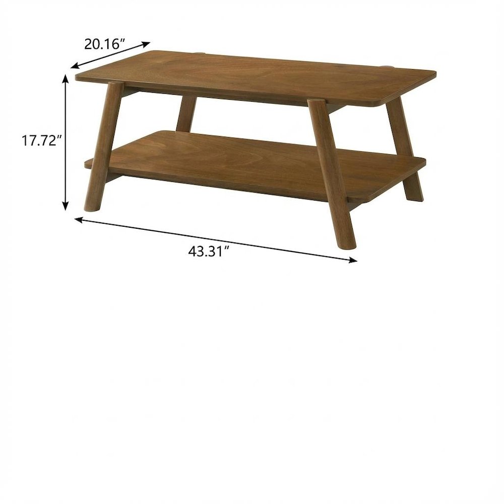 Walnut 3-Piece Wood Coffee Table Set with Mid-Century Modern Design