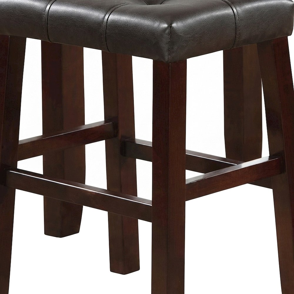 Faux Marble High Top Breakfast Bar Table, Faux Leather Stools 3 Piece Set, Brown