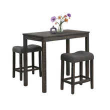 Gray 3 Piece Counter Height Dining Table Set, Tall Design in Taupe Finish