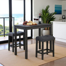 Gray 3 Piece Counter Height Dining Table Set, Tall Design in Taupe Finish