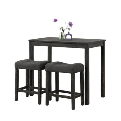 Gray 3 Piece Counter Height Dining Table Set, Tall Design in Taupe Finish