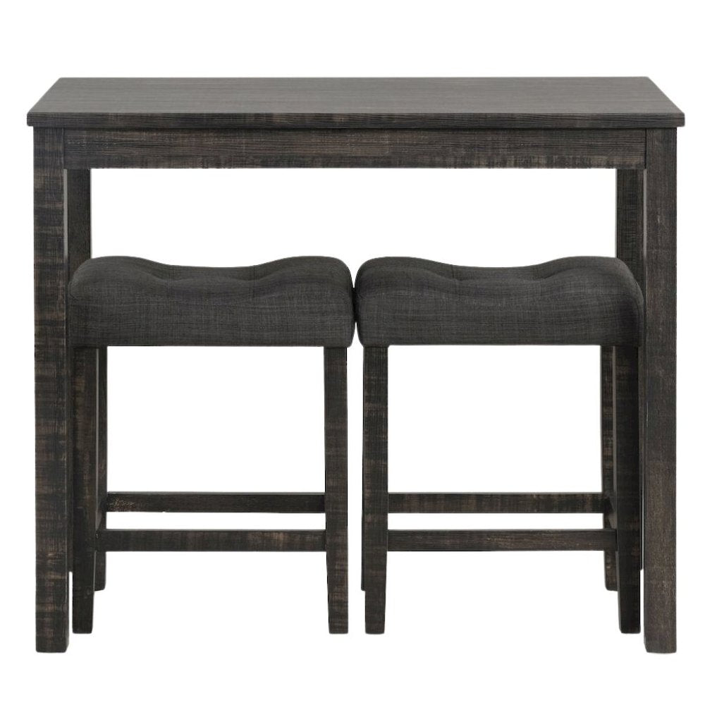 Gray 3 Piece Counter Height Dining Table Set, Tall Design in Taupe Finish