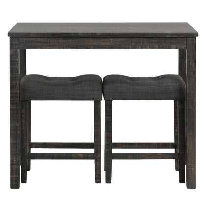 Gray 3 Piece Counter Height Dining Table Set, Tall Design in Taupe Finish