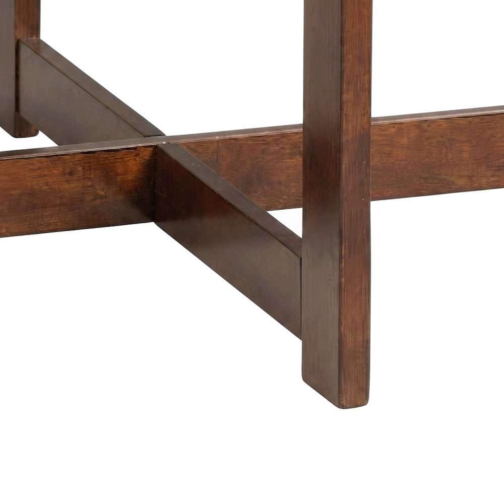 Wood and Glass Top Round Counter Height Pub Table with 4 Stools, Brown