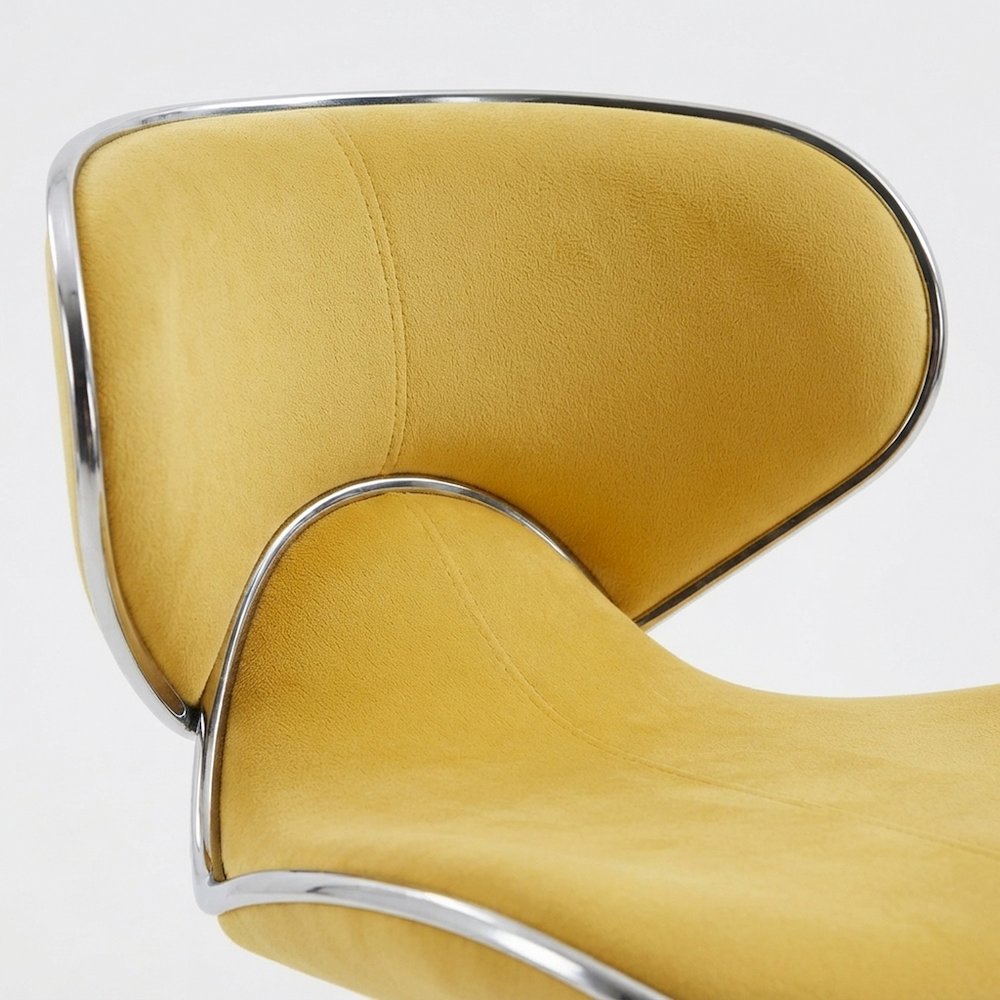 Velvet Swivel Adjustable Retro Bar Stools, Colorful Bar Chairs, Set of 2, Yellow