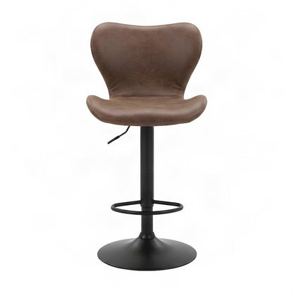 Faux Leather Adjustable Swivel Bar Stools with Chrome Base, Set of 2, Brown