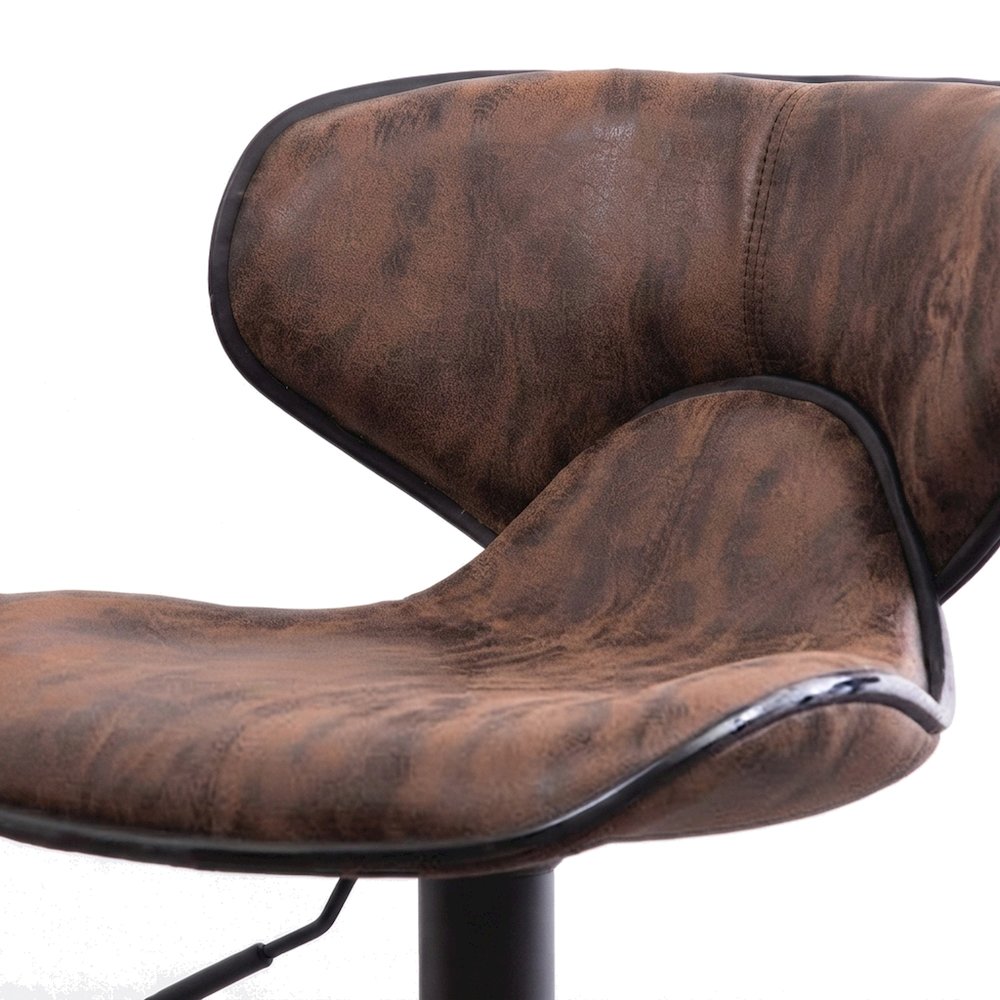 Faux Leather Adjustable Swivel Bar Stools with Chrome Base, Set of 2, Brown