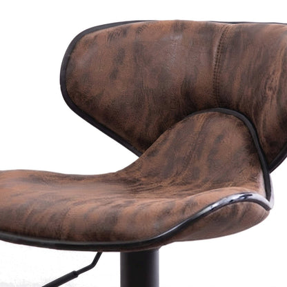 Faux Leather Adjustable Swivel Bar Stools with Chrome Base, Set of 2, Brown