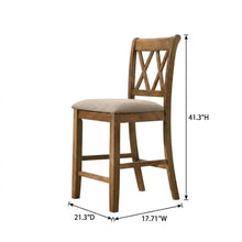 Fabric Counter Height Dining Chairs and Kitchen Bar Stools, Brown, Set of 2