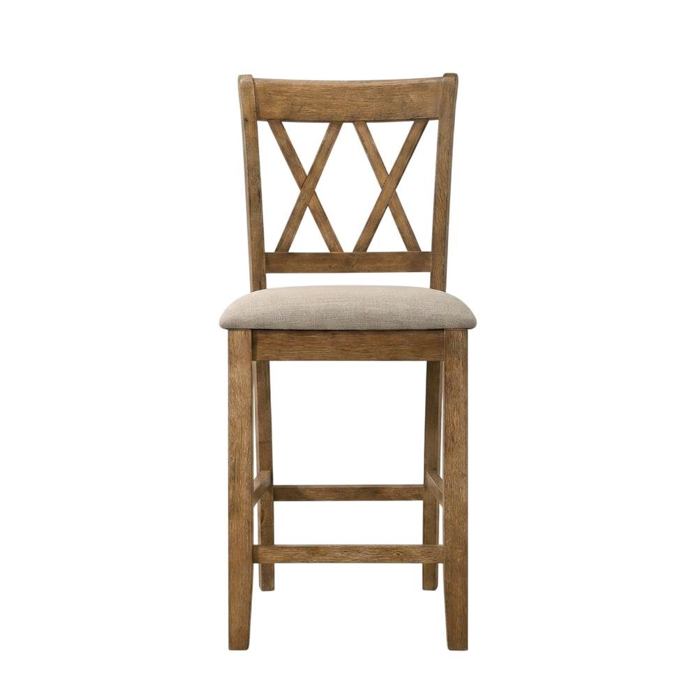 Fabric Counter Height Dining Chairs and Kitchen Bar Stools, Brown, Set of 2
