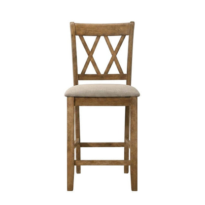 Fabric Counter Height Dining Chairs and Kitchen Bar Stools, Brown, Set of 2