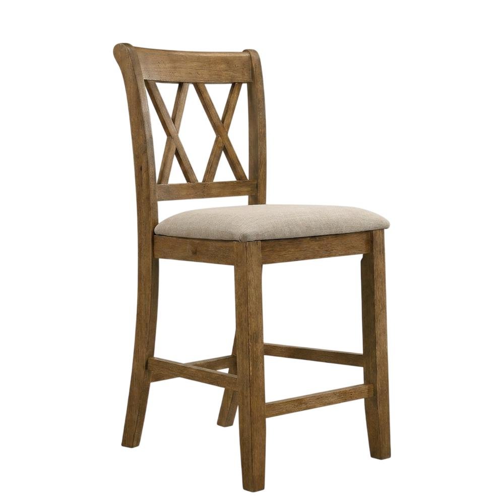 Fabric Counter Height Dining Chairs and Kitchen Bar Stools, Brown, Set of 2