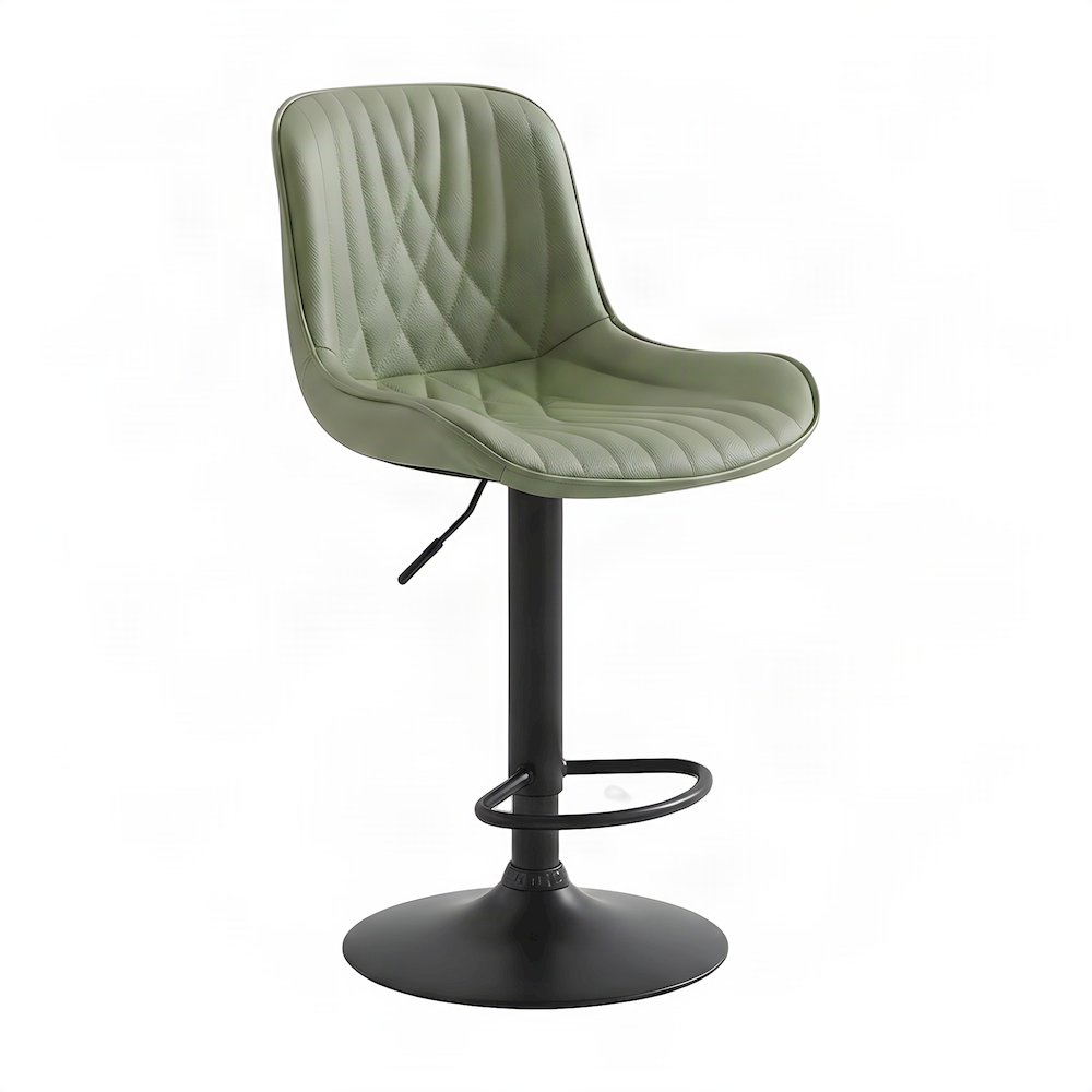 Faux Leather Swivel Adjustable Counter Height Barstools, Set of 2, Green