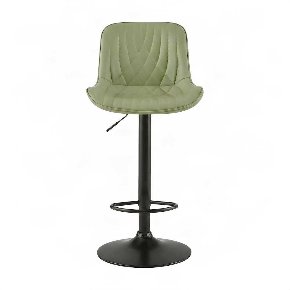 Faux Leather Swivel Adjustable Counter Height Barstools, Set of 2, Green