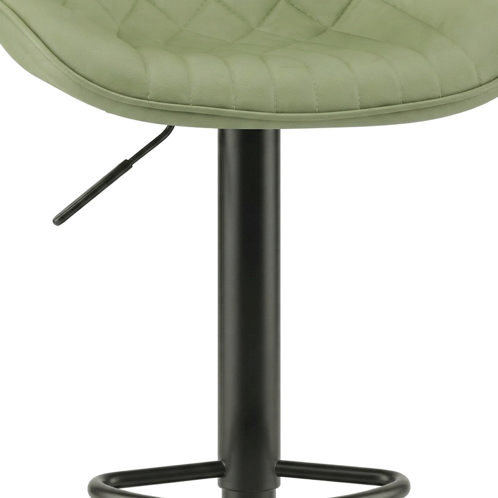 Faux Leather Swivel Adjustable Counter Height Barstools, Set of 2, Green