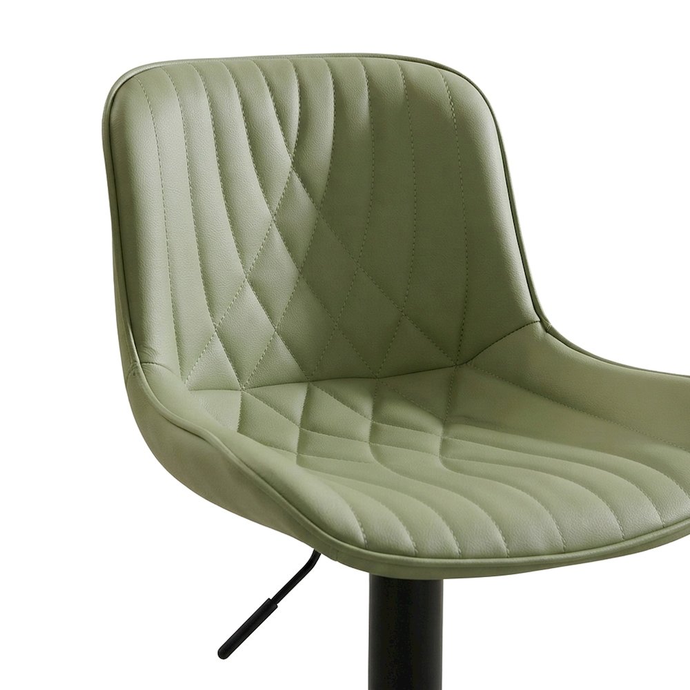 Faux Leather Swivel Adjustable Counter Height Barstools, Set of 2, Green
