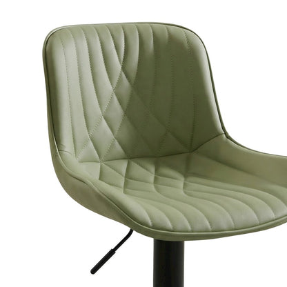 Faux Leather Swivel Adjustable Counter Height Barstools, Set of 2, Green