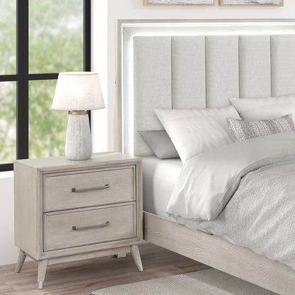 Seluna 4-Piece Bedroom Set with Touch LED Lighting, Gray Oak Finish, King