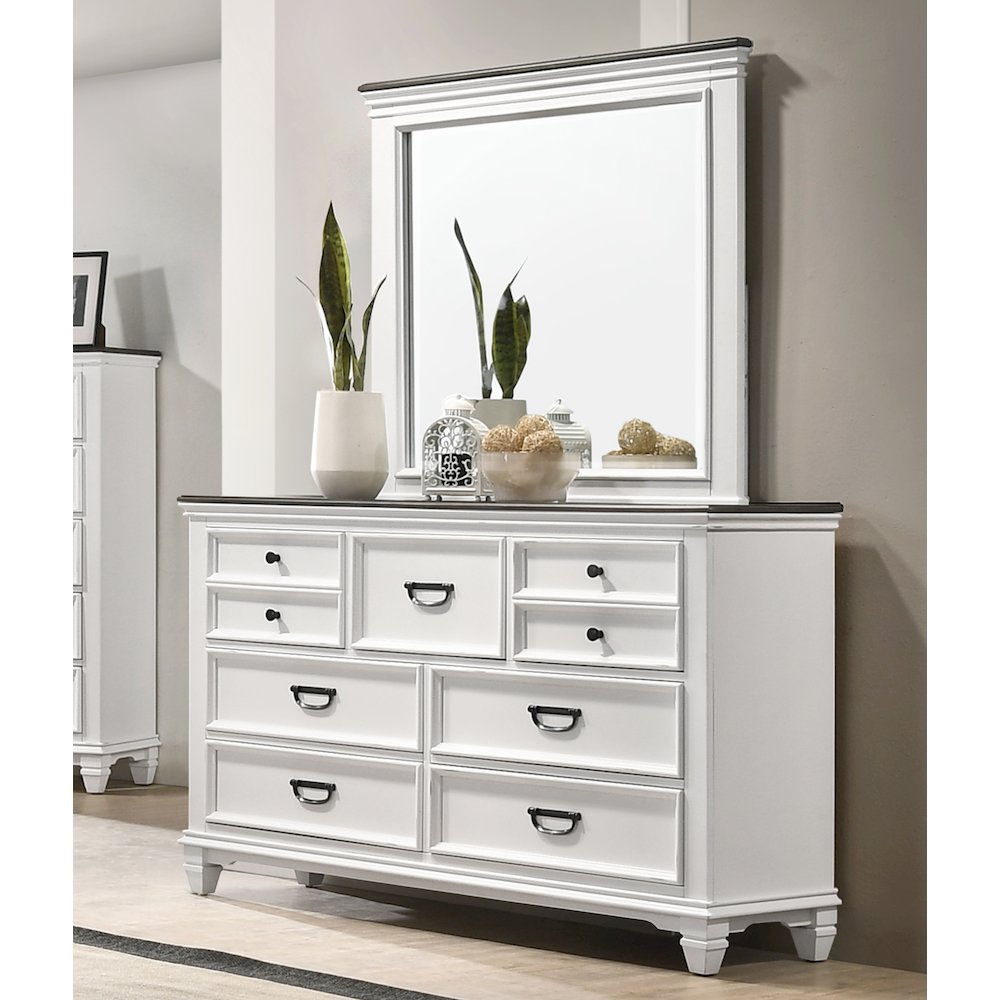Clelane Wood Bedroom Set Panel Queen Bed, Dresser, Mirror, and Nightstand