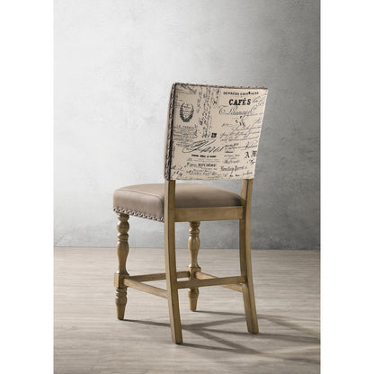 Birmingham 5-Pc Driftwood Table with Nail Head Chairs Counter Height Dining Set