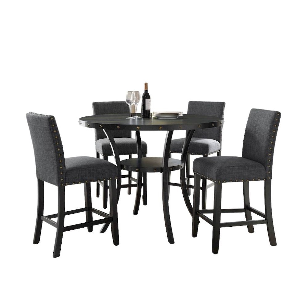 Gray Counter Height Dining Table Set with Tall Chairs, 5-Piece