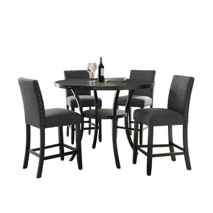 Gray Counter Height Dining Table Set with Tall Chairs, 5-Piece