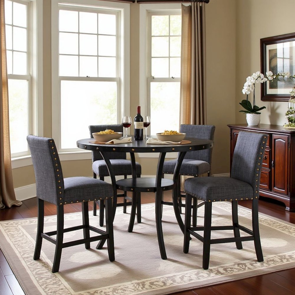 Gray Counter Height Dining Table Set with Tall Chairs, 5-Piece