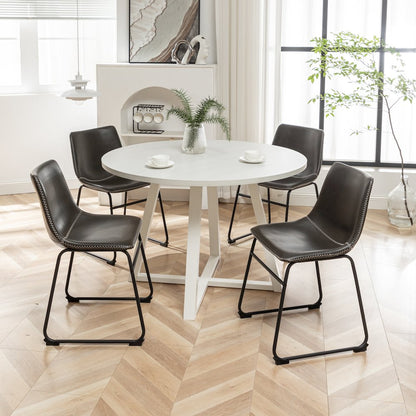 Varna 5-Pc Round Dining Set, Trestle Dining Table with 4 Chairs, Antique Gray