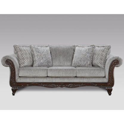 Hernen Carved Wood Frame Gray 5-Piece Living Room Set