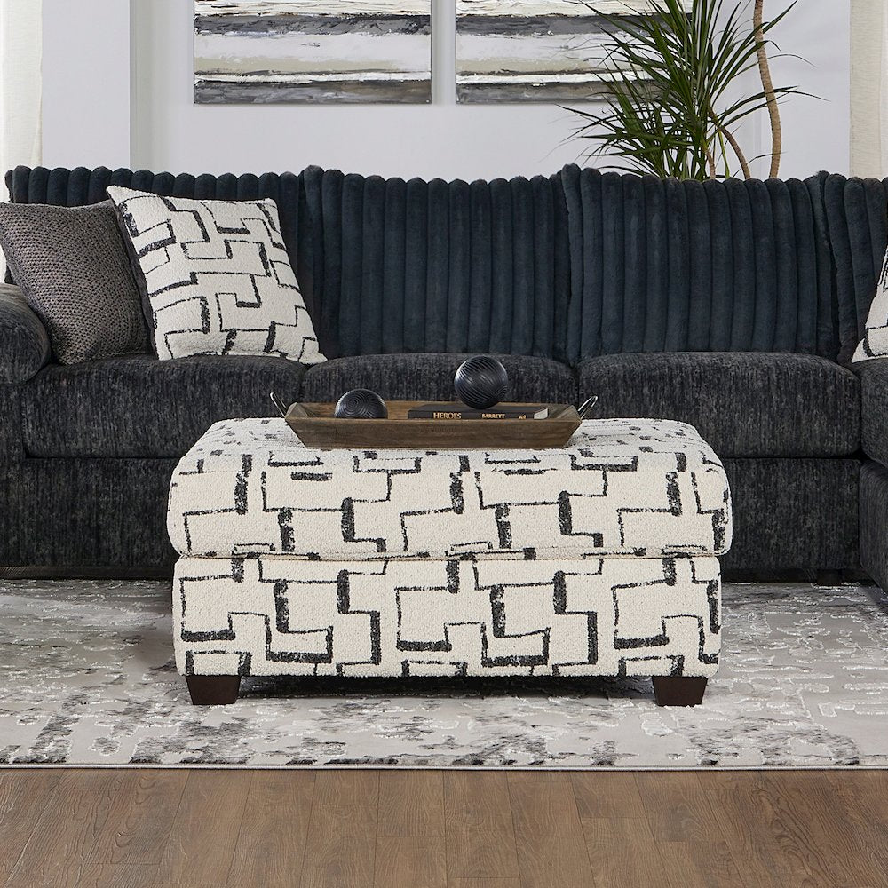 Nason Wide Wale Corduroy Sofa Chaise with Armchair and Ottoman, Charcoal