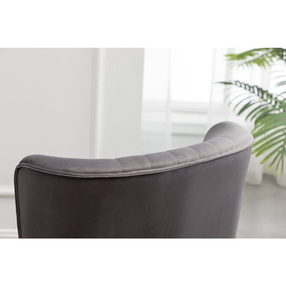 Elon Contemporary Velvet Upholstered Accent Chair, Gray