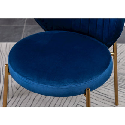 Amoa 5-Pc Dining Set, White Round Dining Table and 4 Chairs, Blue and Yellow