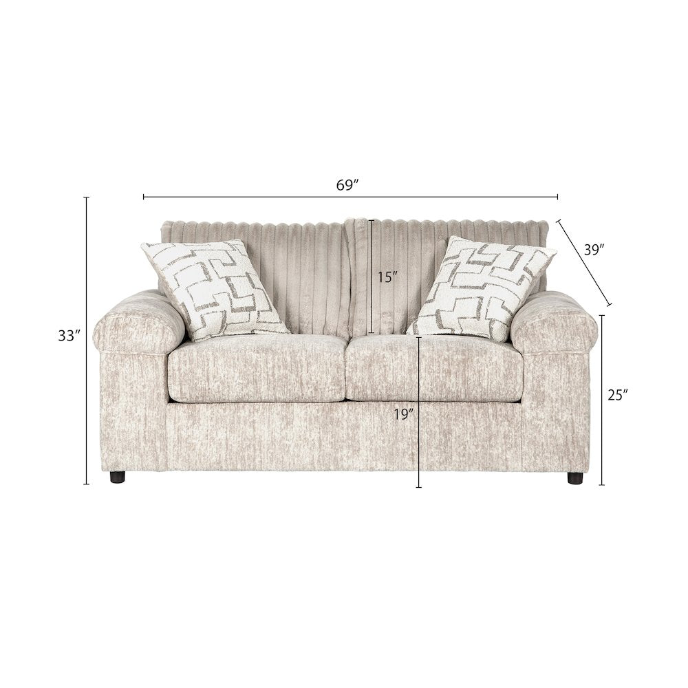 Nason Wide Wale Corduroy Living Room 4-Piece Sofa Set, Parchment