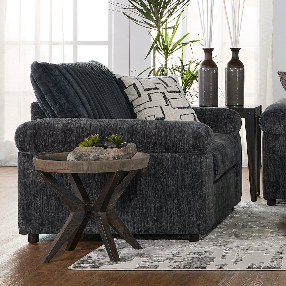 Nason Wide Wale Corduroy Living Room 4-Piece Sofa Set, Charcoal