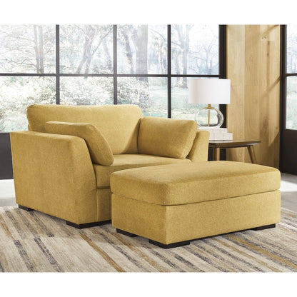 Clareen 4-Pc Living Room Set, Sofa Loveseat Cutler Chair and Ottoman, Sunflower