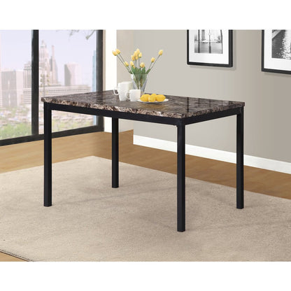 Citico 5-Pc Dinette Set with Laminated Faux Marble Top and 4 Black Chairs