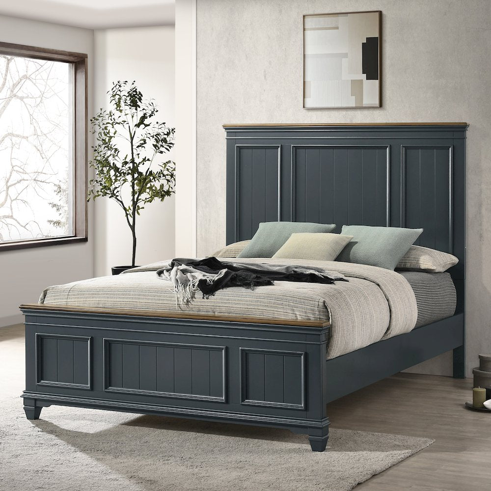 Clelane Wood Bedroom Set Panel Queen Bed, Dresser, Mirror, Nightstand, Chest