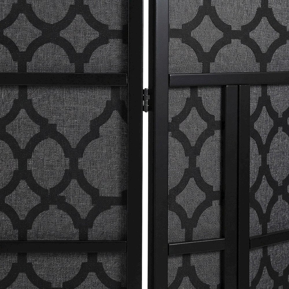 Wood and Non-Woven Fabric 4-Panel Folding Room Divider Screen, Black