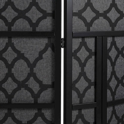 Wood and Non-Woven Fabric 4-Panel Folding Room Divider Screen, Black