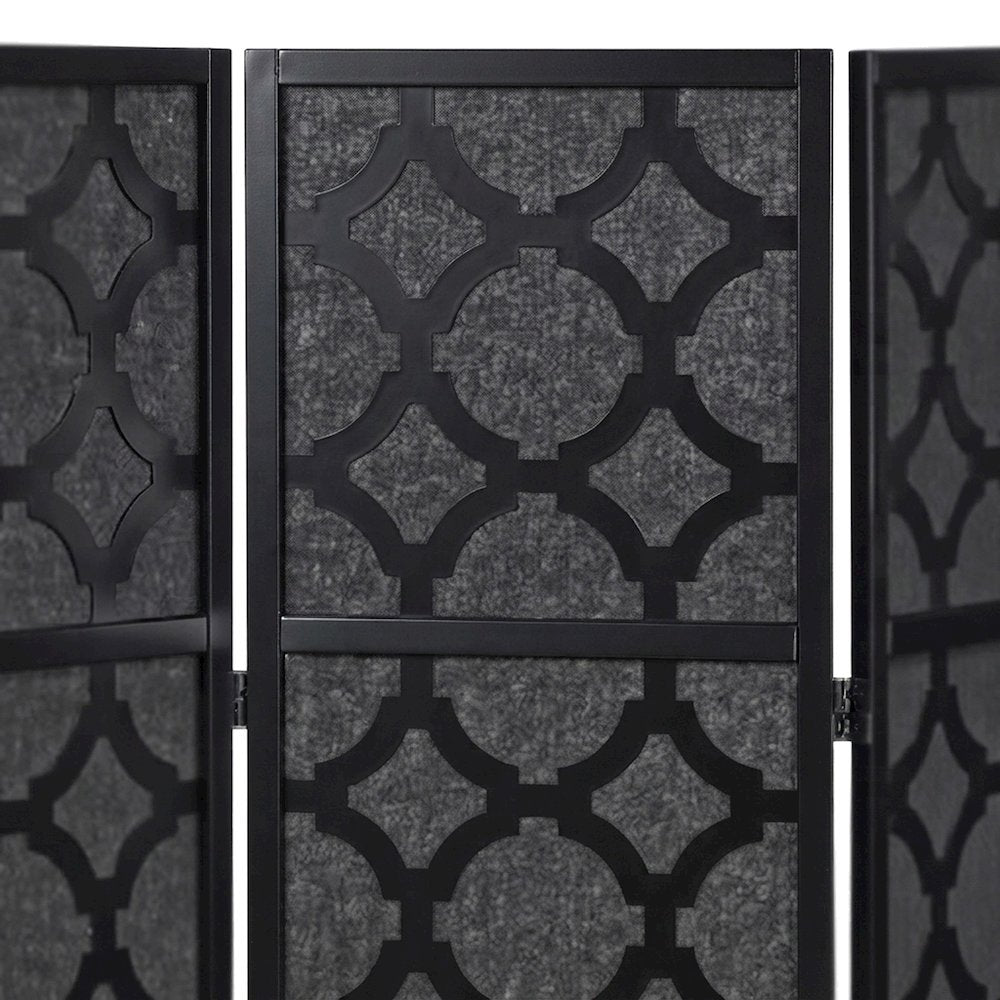 Wood and Non-Woven Fabric 4-Panel Folding Room Divider Screen, Black