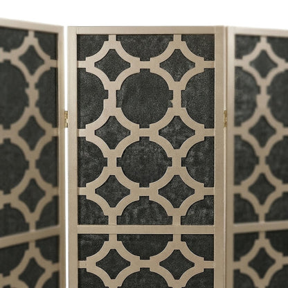 Wood and Non-Woven Fabric 4-Panel Folding Privacy Screen Room Divider, Gold