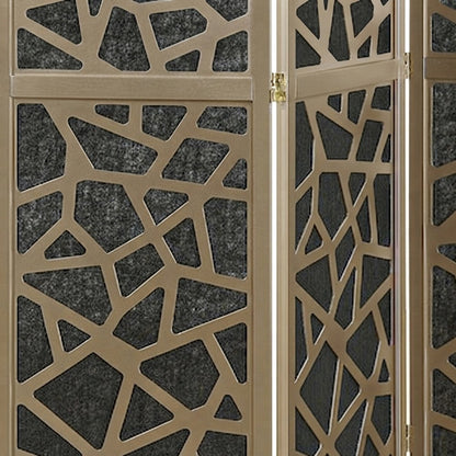 4-Panel Wood and Non-Woven Fabric Folding Room Divider Screen, Gold