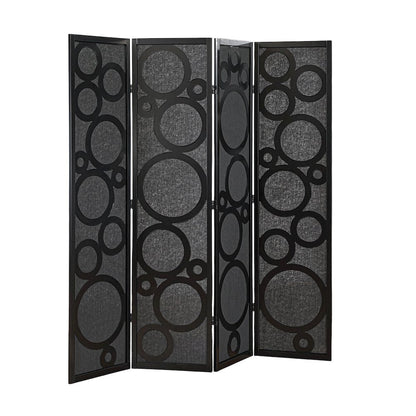 Wood and Non-Woven Fabric 4-Panel Folding Freestanding Room Divider, Black