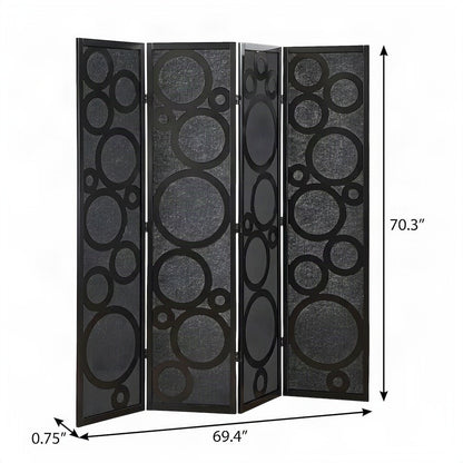Wood and Non-Woven Fabric 4-Panel Folding Freestanding Room Divider, Black